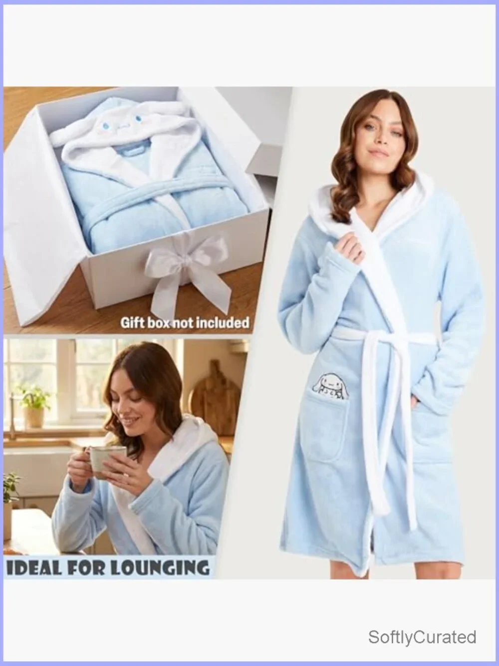 Kawaii Fleece Bathrobe with Hood and Pockets Loungewear